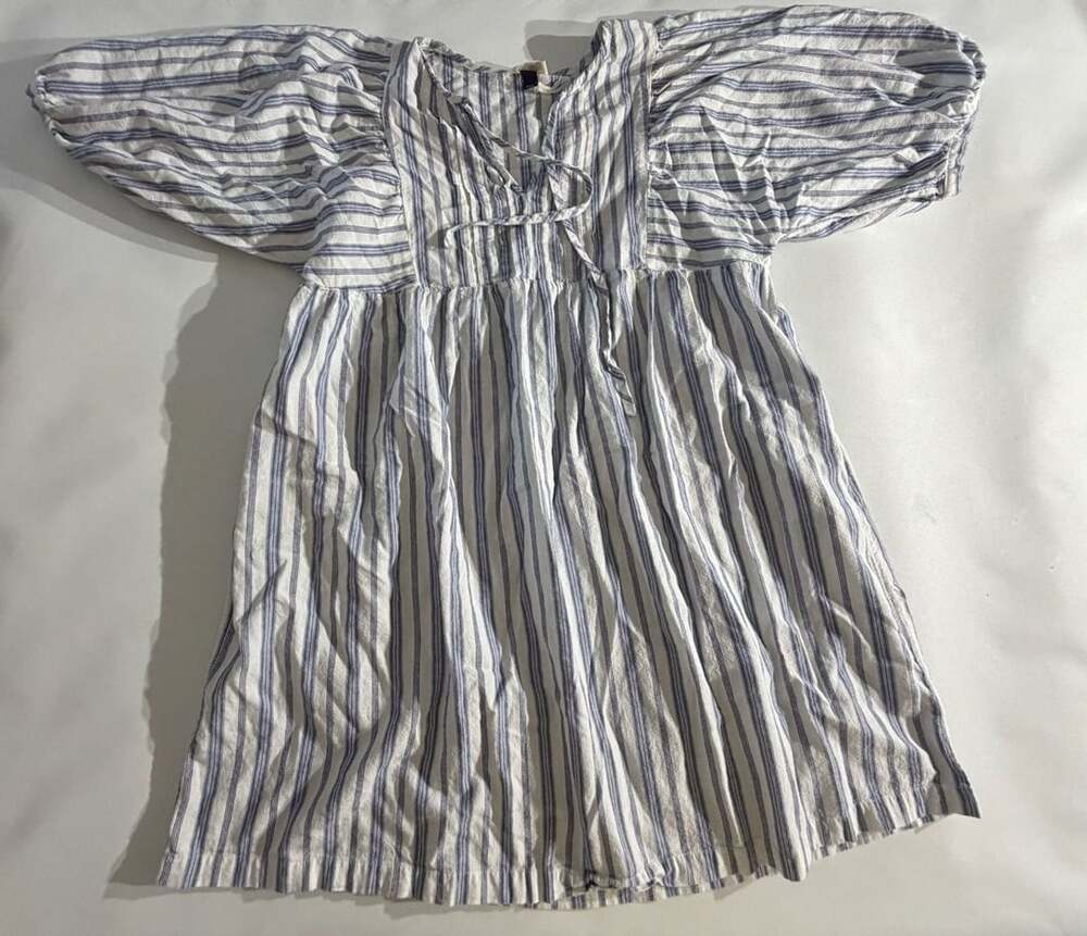 Universal Thread Blue White Striped Short Sleeve Peasant Dress Size L